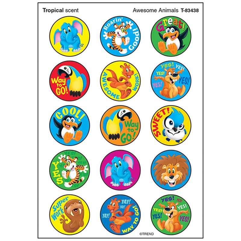 Awesome Animals/Tropical Stinky Stickers, 60 ct