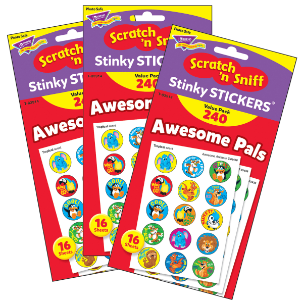 Awesome Pals Stinky Stickers Value Pack, 240 Per Pack, 3 Packs