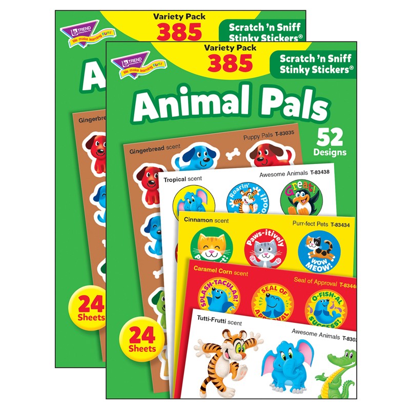 Animal Pals Stinky Stickers Variety Pack, 385 Per Pack, 2 Packs