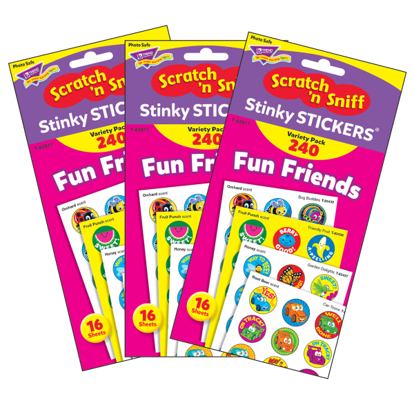 Fun Friends Stinky Stickers Variety Pack, 240 Per Pack, 3 Packs