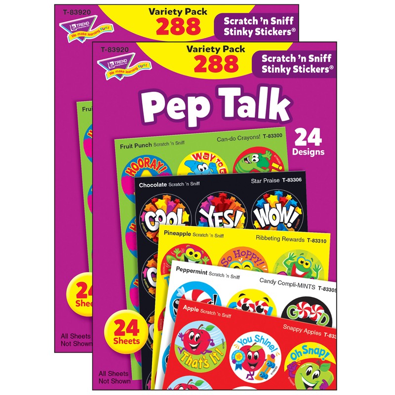 Pep Talk Stinky Stickers Variety Pack, 288 Count Per Pack, 2 Packs