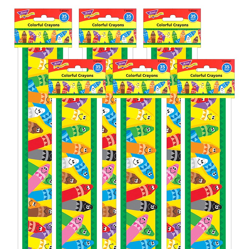 Colorful Crayons Bolder Borders, 35.75' Per Pack, 6 Packs