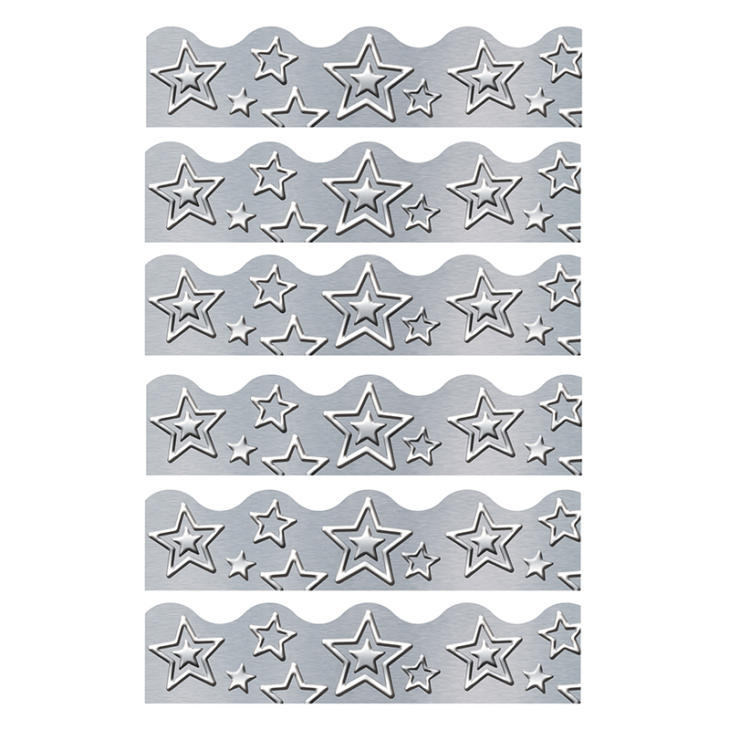 I ♥ Metal Silver Stars Terrific Trimmers, 39' Per Pack, 6 Packs