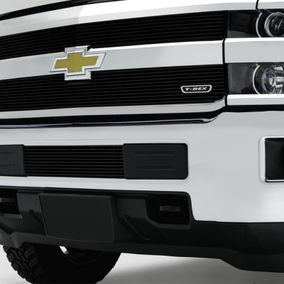 15-18 SILVERADO 2500/3500(DOES NOT FIT Z71)BILLET GRILLE OVERLAY/BOLT-ON ALL BLACK 2PC STYLE