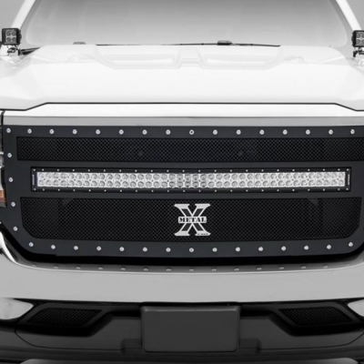 16-16 SILVERADO 1500 TORCH SERIES (1) 40 LED LIGHT BAR MAIN GRILLE OVERLAY POWDER COATED BLK