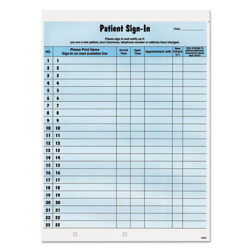 Tabbies Patient Sign-In Label Forms - 125 Sheet(s) - 8.50" x 11" Sheet Size - Blue - 125 / Pack