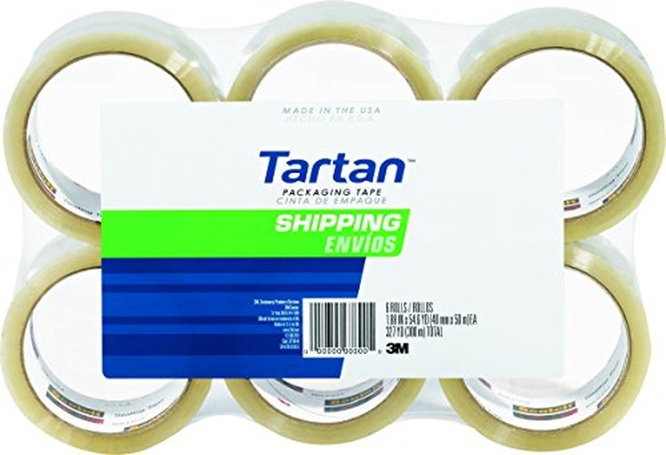 Tartan General-Purpose Packaging Tape - 54.60 yd Length x 1.88" Width - 1.9 mil Thickness - 3" Core - Rubber Resin Backing - 6 /