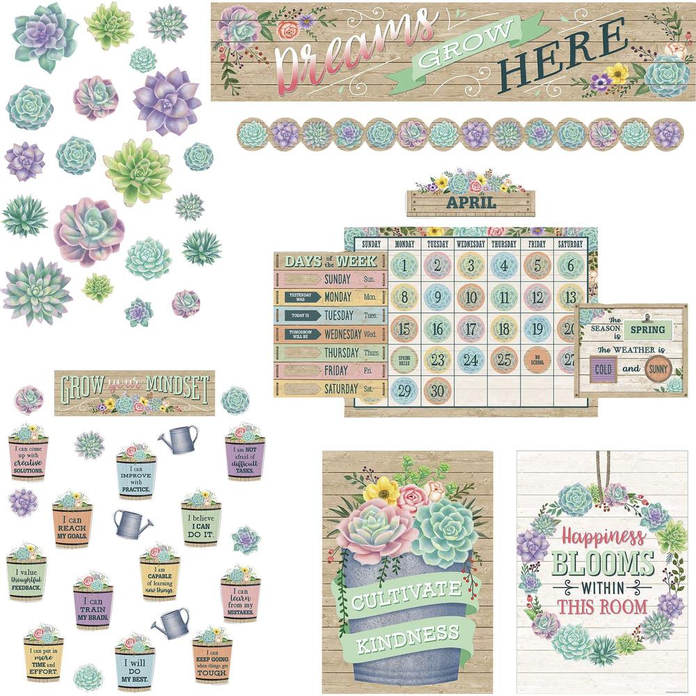 Teacher Created Resources Board Decorative Set - Rustic Bloom - Sturdy, Durable - 1.50" Height x 18" Width x 30.25" Length - Mul