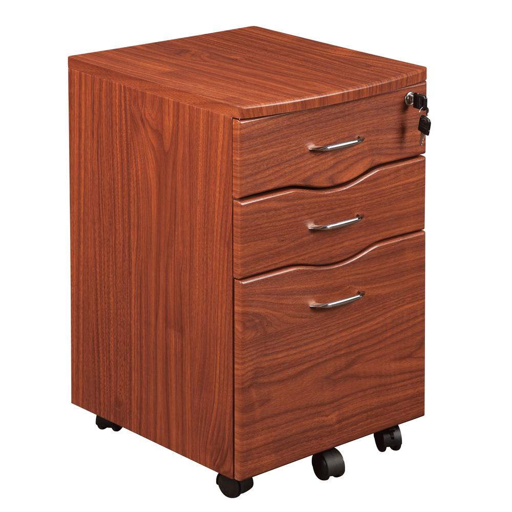 Rolling storage and File Cabinet. Color: Mahogany