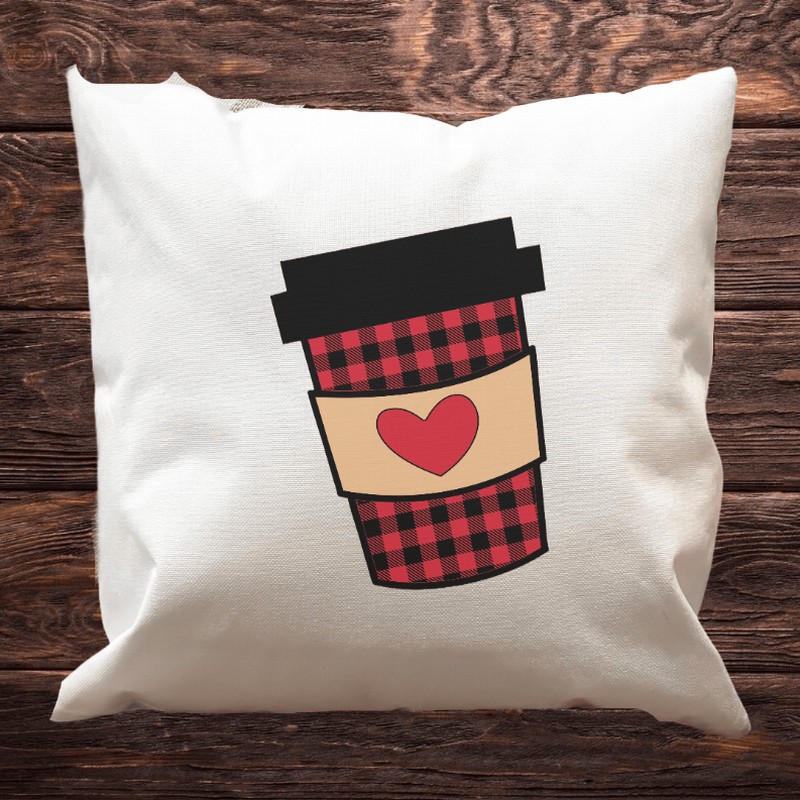 Buffalo Plaid Coffee Valentine's Pillow Cover