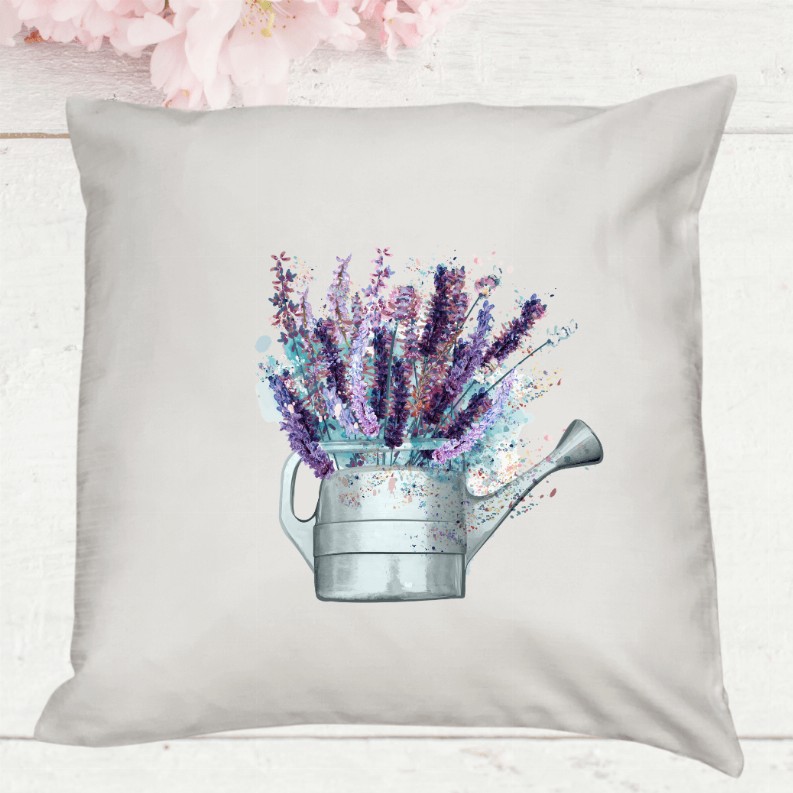 Lavender Watering Can Pillow Cover