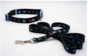 Dog Collar And Leash Set - S Sails And Wagging Tails