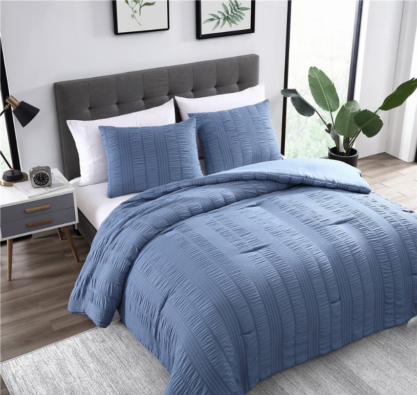 Elm 3 Piece Comforter Set - King Blue
