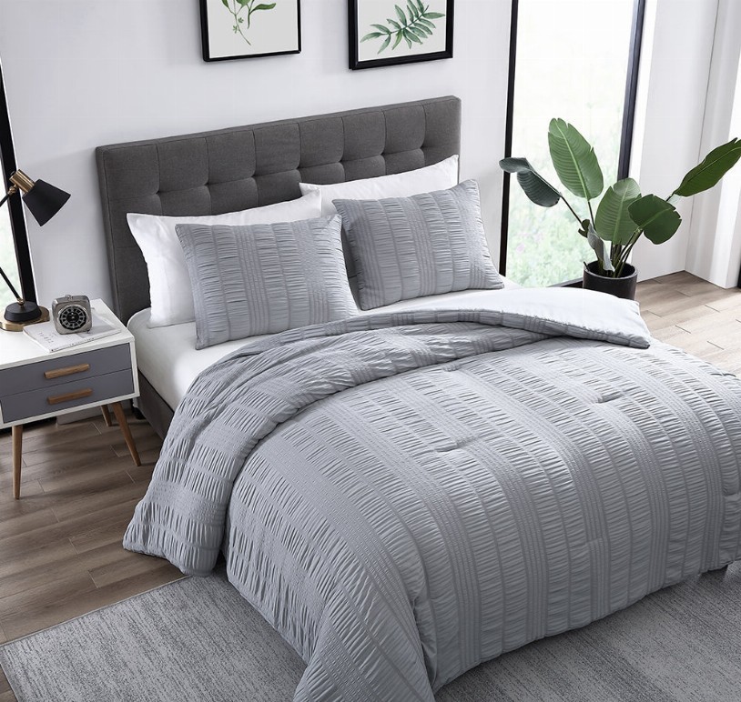 Elm 3 Piece Comforter Set - King Gray