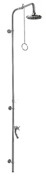 PM-750-PCV-CHV Wall Mount Single Supply Shower with Foot Shower and Hose Bibb