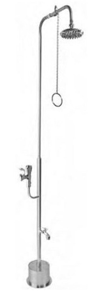ADA Outdoor Free Standing Shower with 6" Shower Head in Stainless Steel And Chrome Plated Brass
