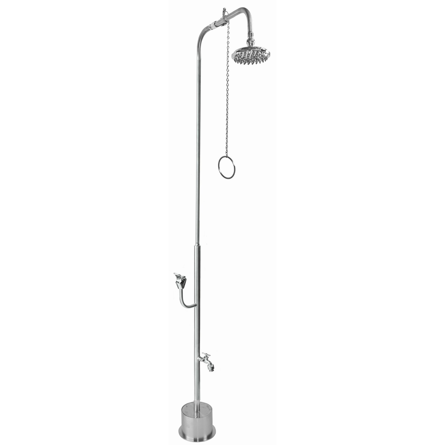 Outdoor Free Standing Shower with 6" Shower Head in Stainless Steel And Chrome Plated Brass