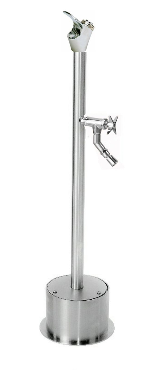 FSFSDF-054-CHV-PB Free Standing Push Button Drinking Fountain with Cross Handle Foot Shower