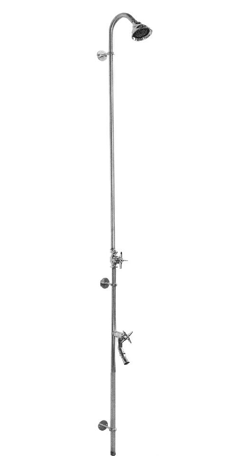 PM-600-CHV Wall Mount Single Supply Stainless Steel Shower with Foot Shower