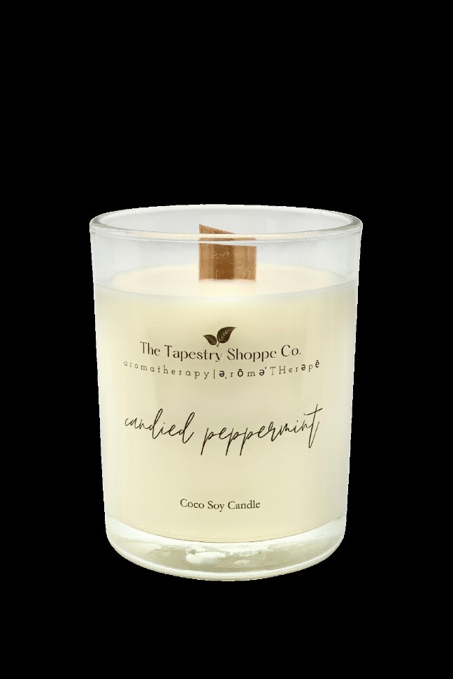 Coco Soy Candle - MediumCreamCandied Peppermint