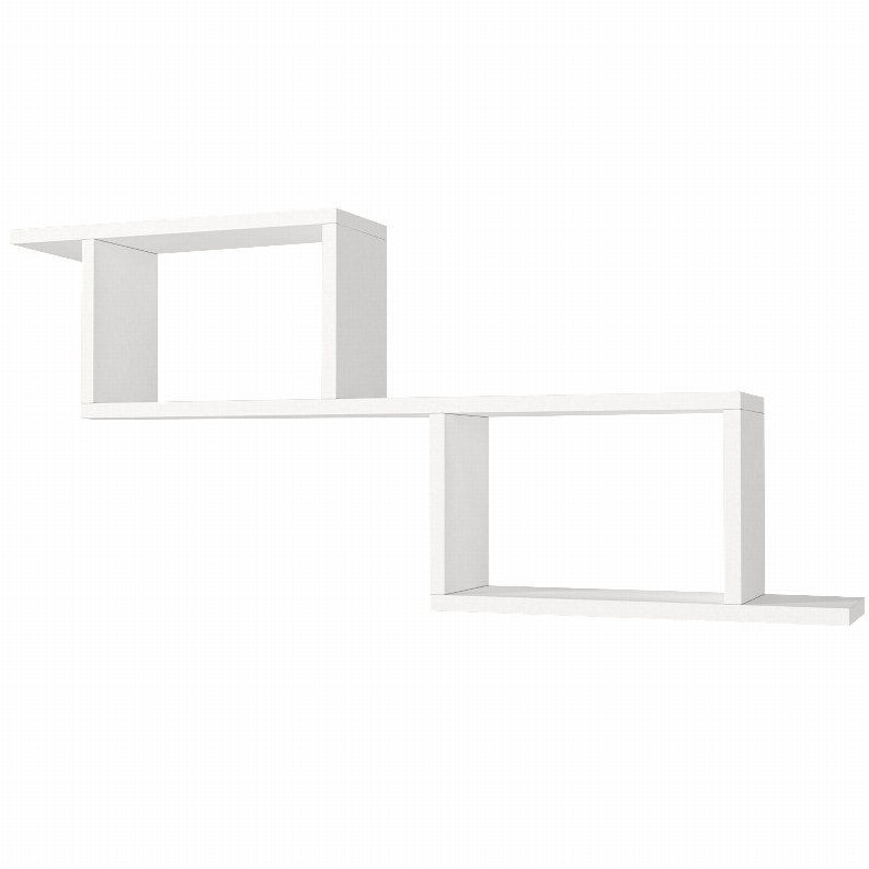  40 Inch Decorative Wooden Wall Mounted Cubby Shelf, White