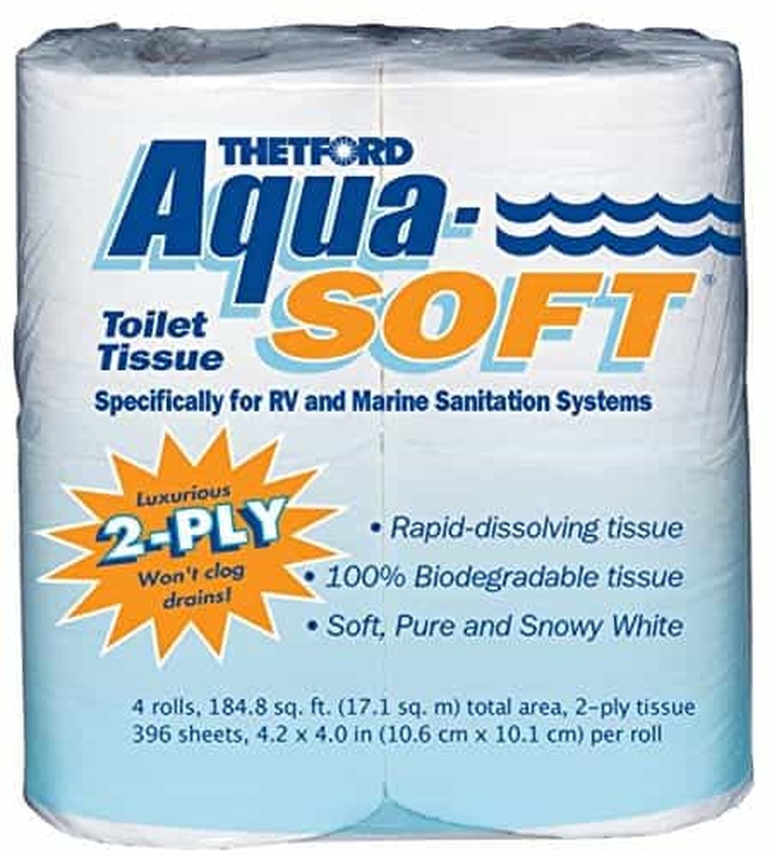 Aqua Soft 2 Ply Tissue 4 Pk