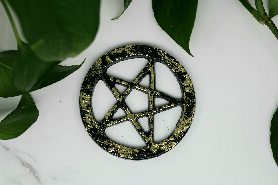 Black + Gold Pentagram Altar Tile