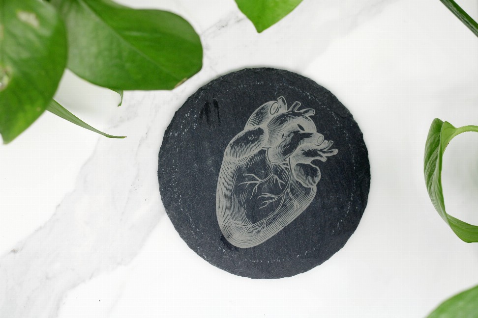Heart Anatomy Engraved Slate Coaster