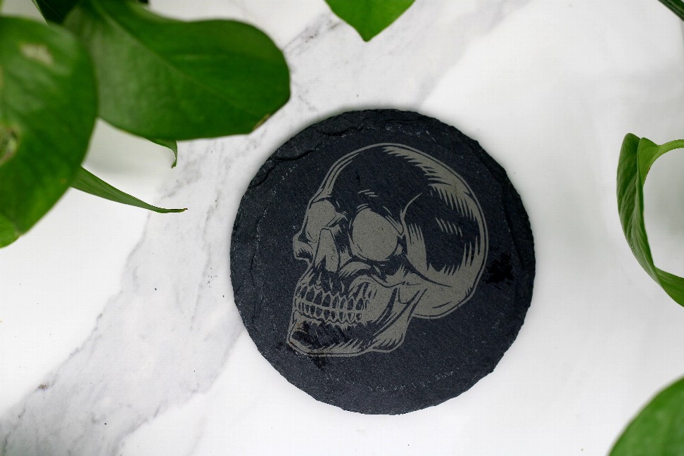 Skull Anatomy Engraved Slate Coaster