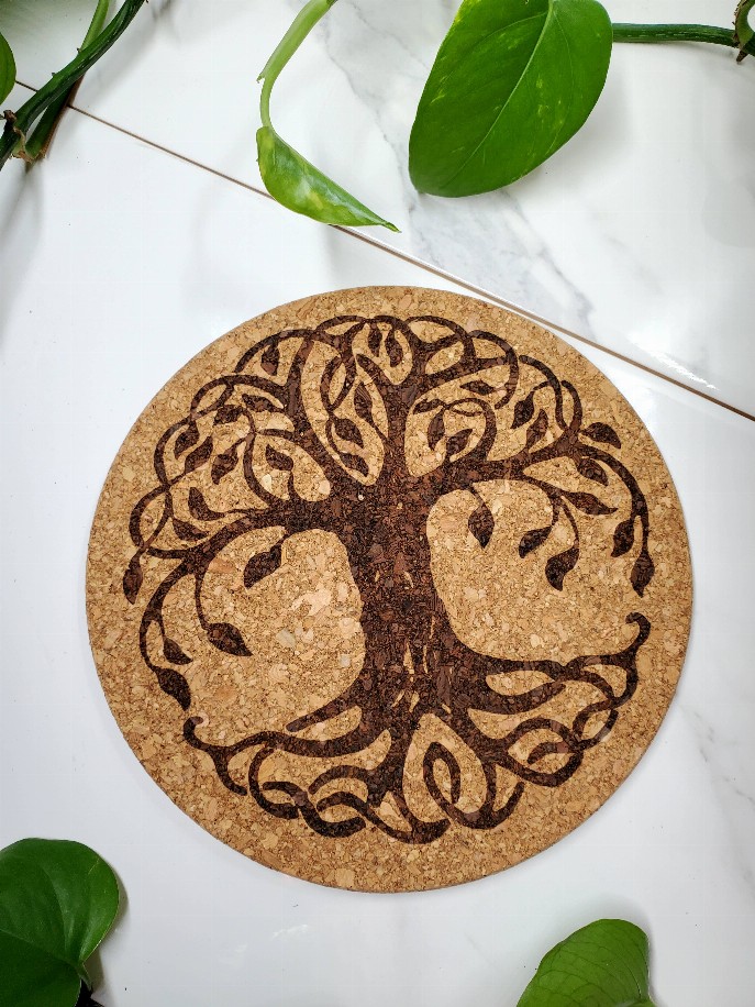 Tree Of Life Engraved Cork Trivet