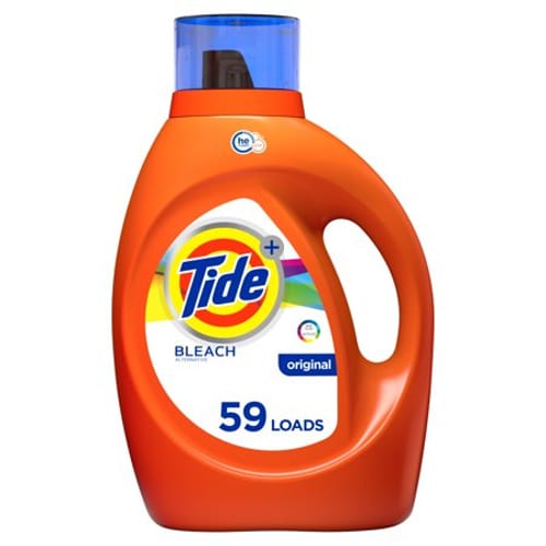 Tide Plus Bleach Liquid Detergent - Liquid - 92 fl oz (2.9 quart) - Bottle - 1 Bottle - Clear