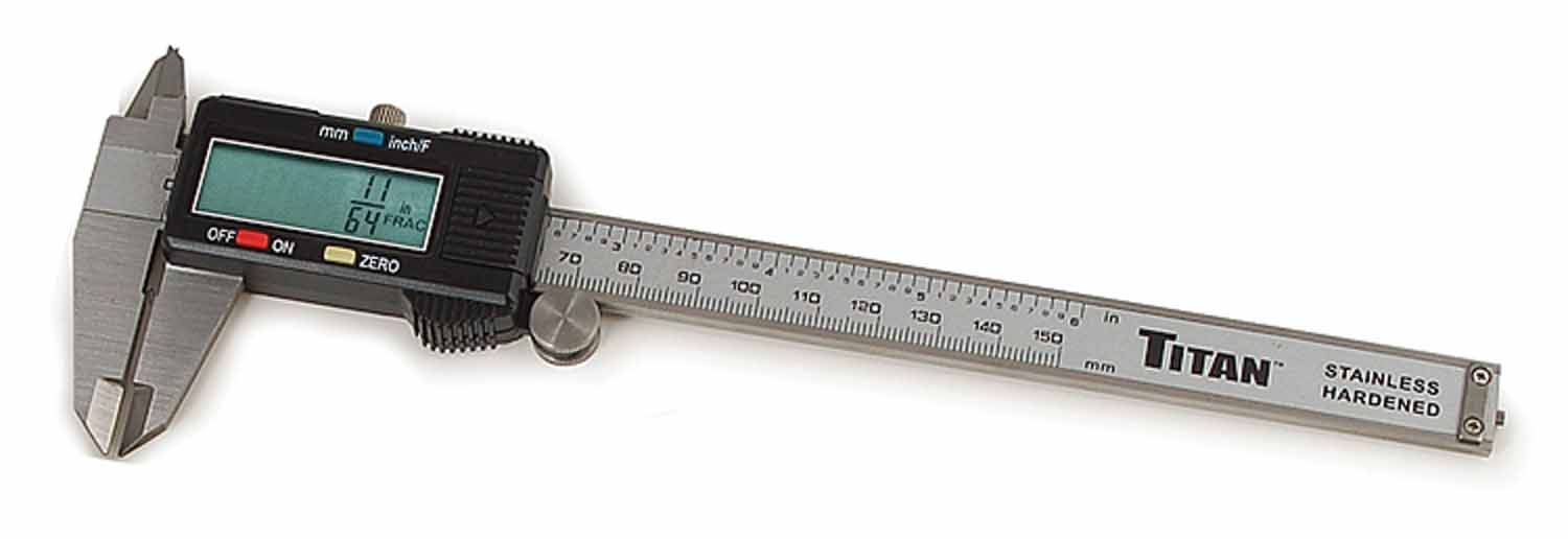 Titan - Fractional Digital Calipers, Reads In Mm Or By Inch, Constructed Of Stainless Steel For Durability