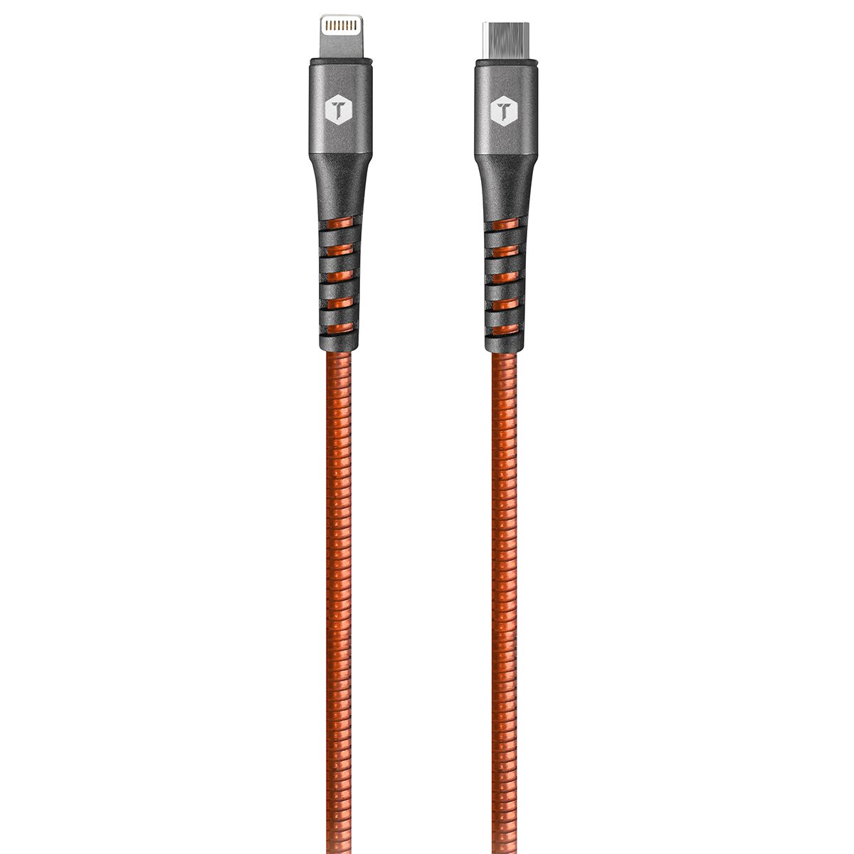 Tough Tested 2-Foot Armor-Flex Lightning to USB-C 2FT TTAMC2L2C Super Durable Power Cord for iPhone iPad-Orange