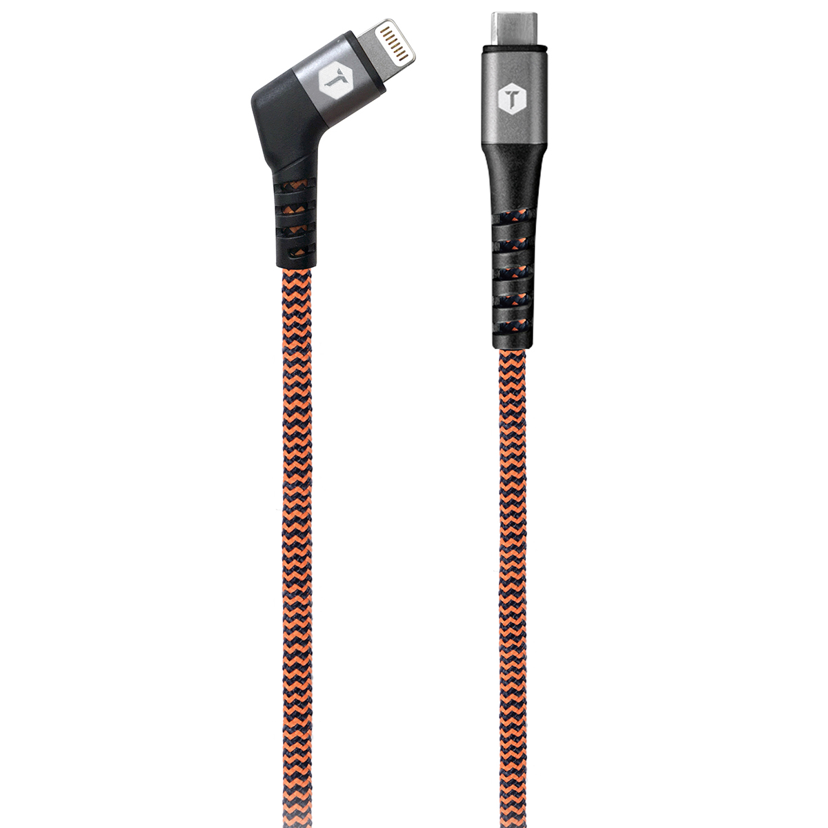 Tough Tested 6FT Lightning to C Braided Power Cable TTFC6090DL2C Charging Cord MFi Certified-Orange