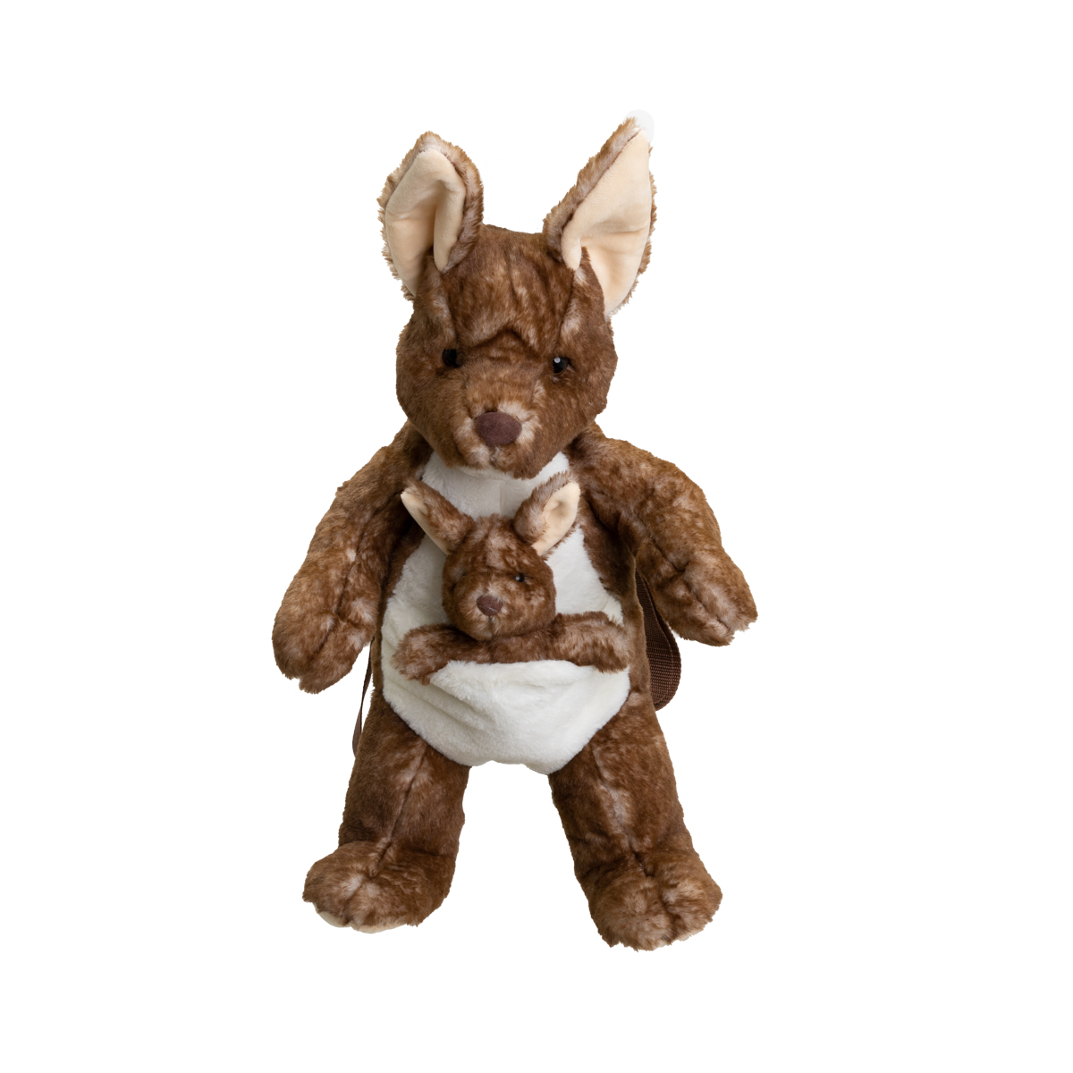 Treasure Cove Plush Kangaroo with Baby Backpack 16032I3 Kids Stuffed Kangaro 20-Inch Day Pack with Hidden Pocket Brown