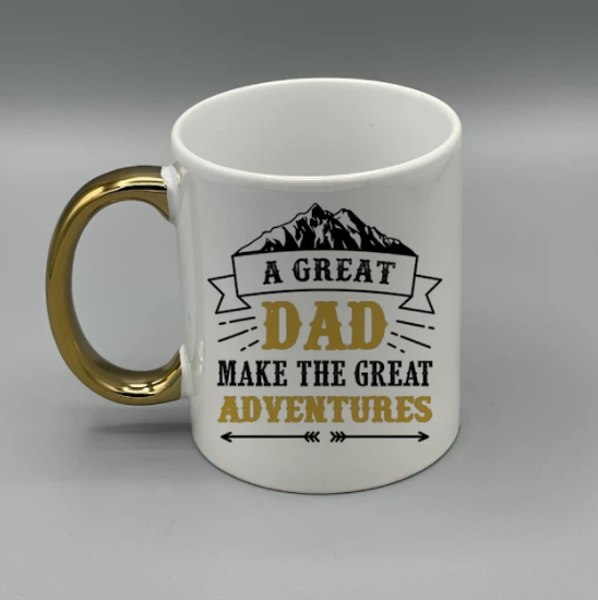 "Cool Dad Great" Gold Handle Coffee Mugs | By Trebreh Designs