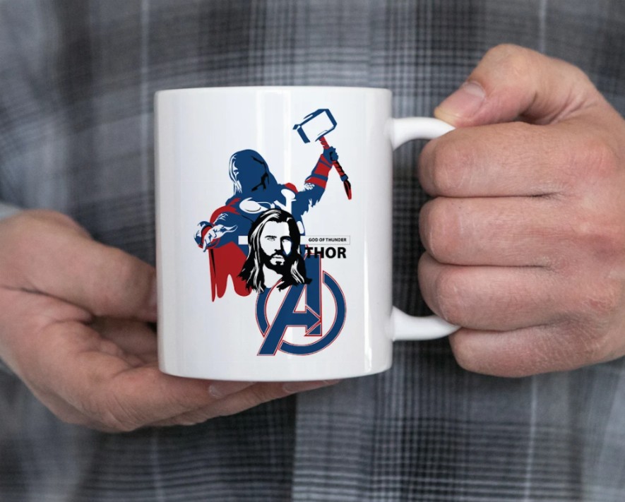 Hero Inspired Coffee Mug - Thor | By Trebreh Designs - Gold Plated Handle
