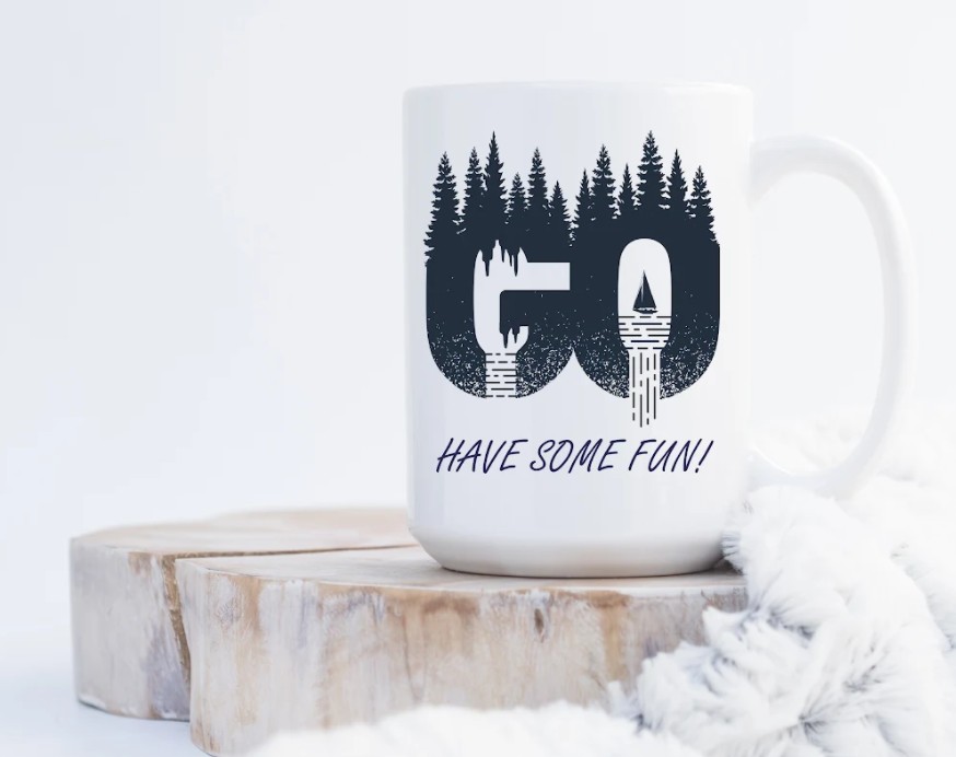 Nature Themed Ceramic Coffee Mug "Go Have Some Fun" | By Trebreh Designs - Gold Plated Handle