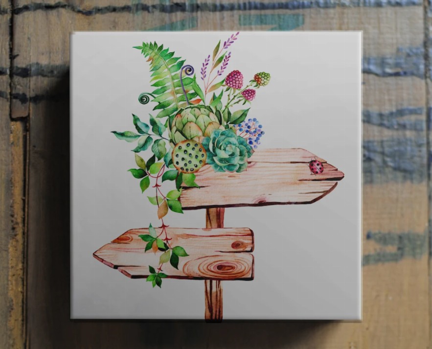 Set of 2 Watercolor Succulent Ceramic Coasters | By TrebrTh Designs