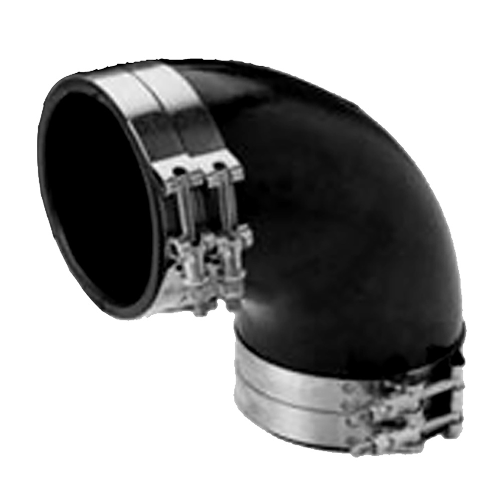 Trident Marine 3" ID 90-Degree EPDM Black Rubber Molded Wet Exhaust Elbow w/4 T-Bolt Clamps