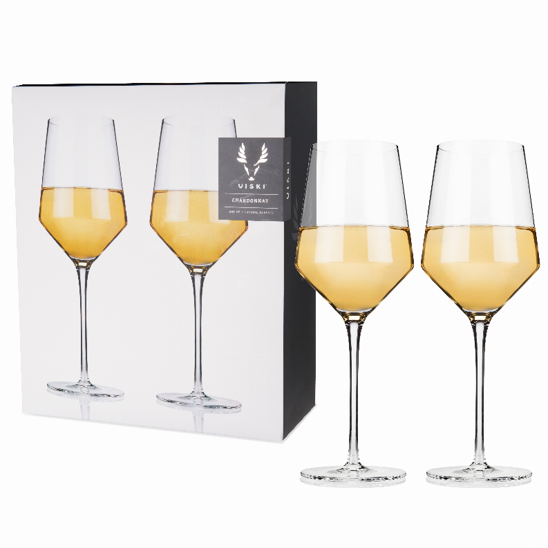 Angled Crystal Chardonnay Glasses By Viski