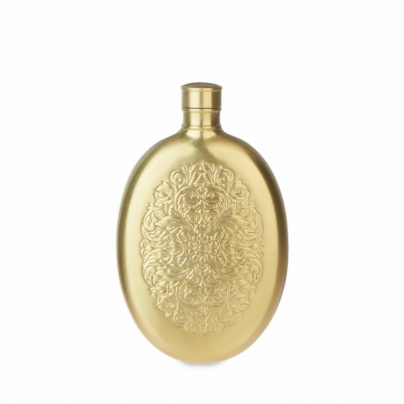 Brass Finish Stainless Steel Filigree Flask By Twine