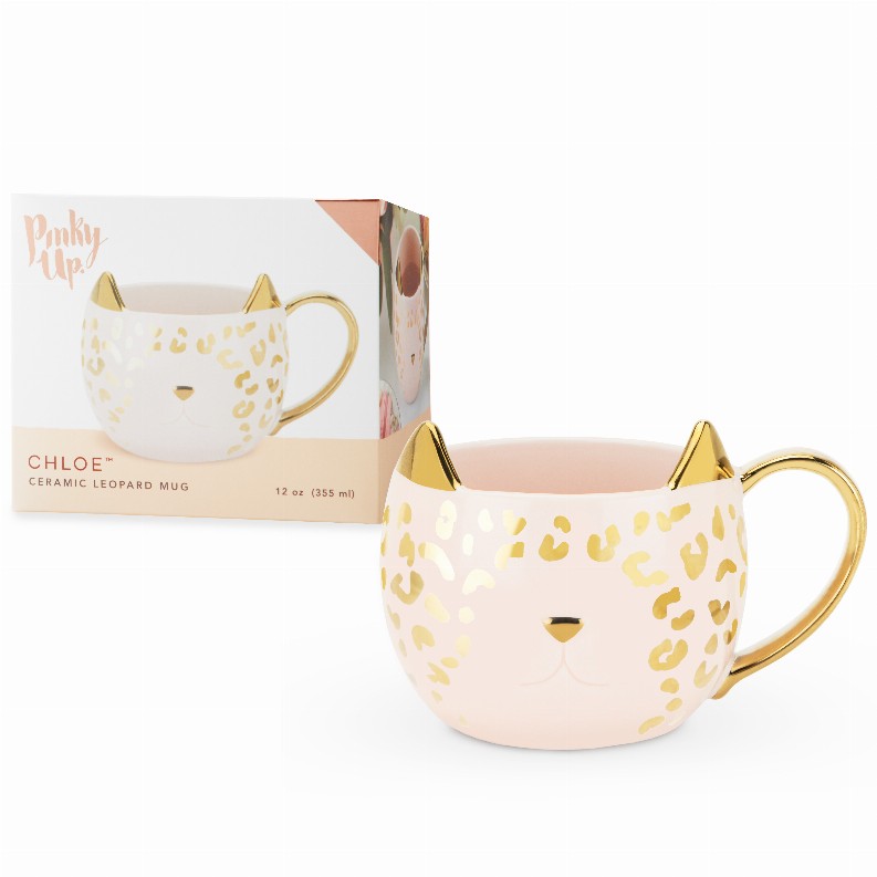 Chloe Pink Leopard Cat Mug By Pinky Up