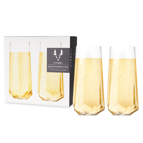Faceted Crystal Stemless Champagne Flutes By Viski
