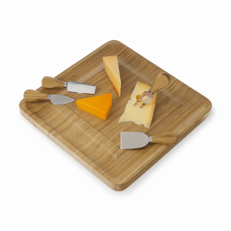 Four Piece Bamboo Cheese Board And Knife Set By Twine