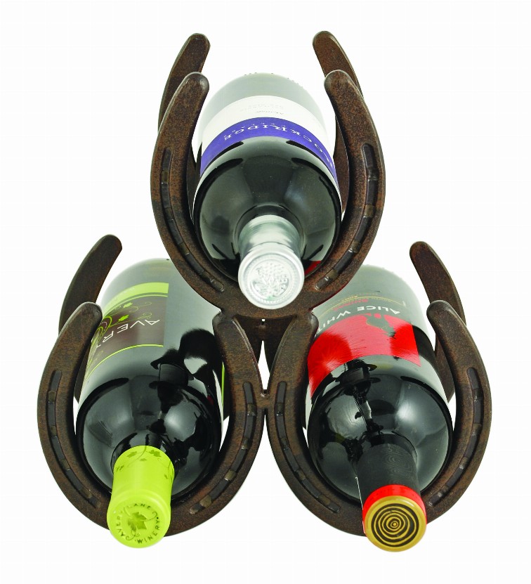 Horseshoe 3 Bottle Metal Wine Rack By Foster & Rye