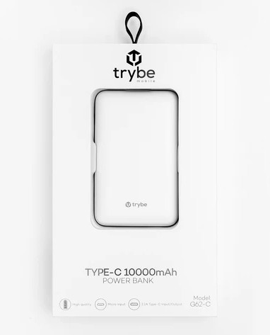 Trybe 10000Mah Dual Usb-A + Usb-C G62-C Power Bank - White