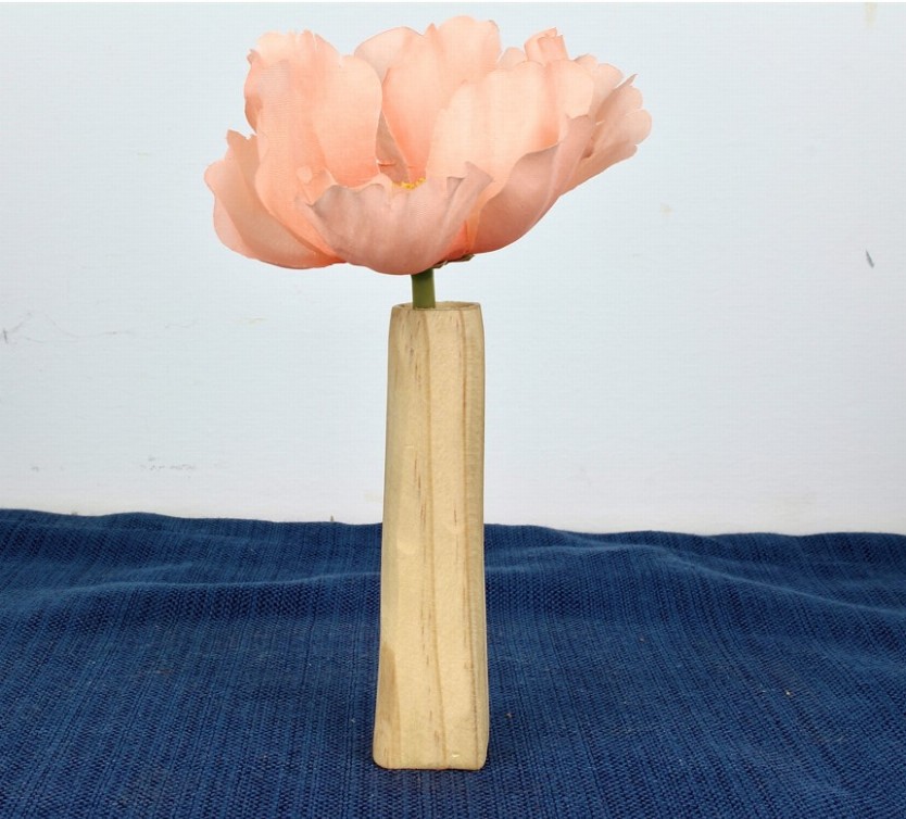 Hand Carved Wooden Vase - "Flute"