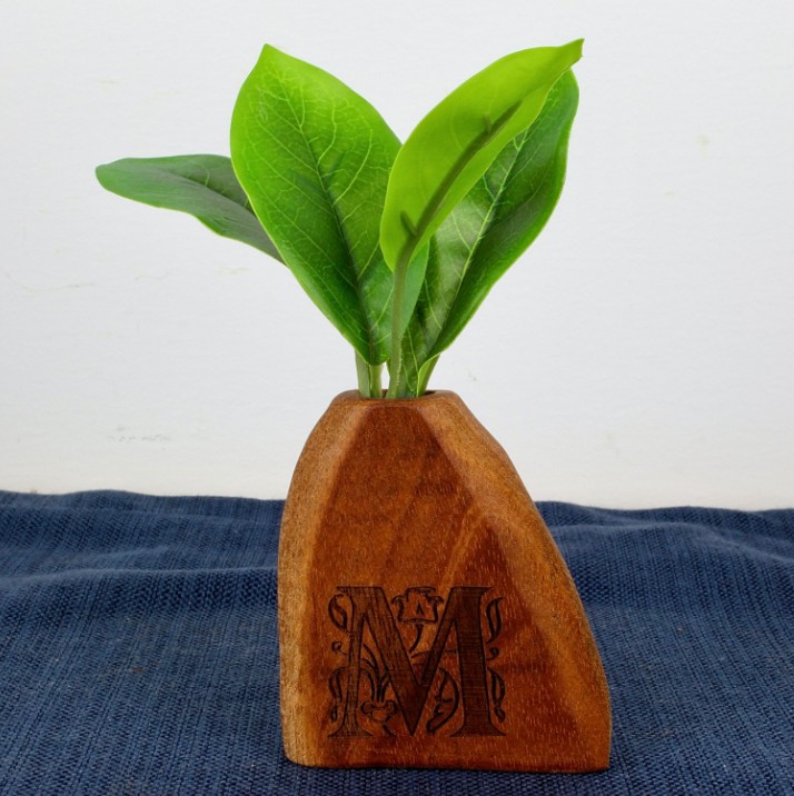 Hand Carved Wooden Vase - "Slant"