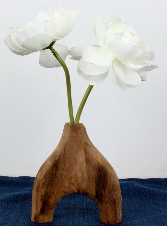 Hand Carved Wooden Vase - "Wishbone"